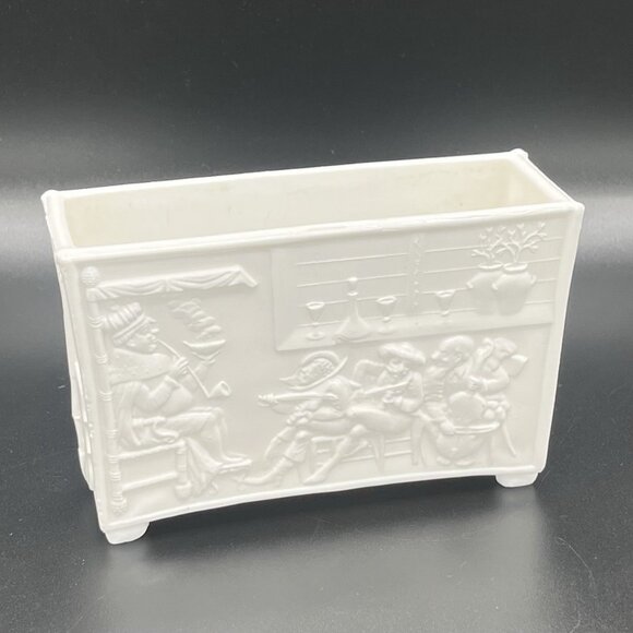 Antique Sowerby 1232 Old King Cole Victorian Pressed Milk Glass Fiddlers Vase - Picture 1 of 16